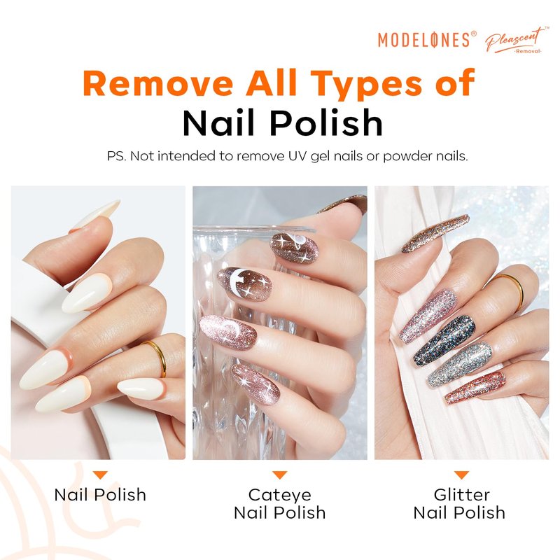 Modelones Acetone-Free Non-Drying Nail Polish Remover Pot with Jojoba Oil and Extra Sponge-Top Lid, Fingernail Polish Removal Gentle Formula for Salon & Home Nail Art 3.52 Fl Oz