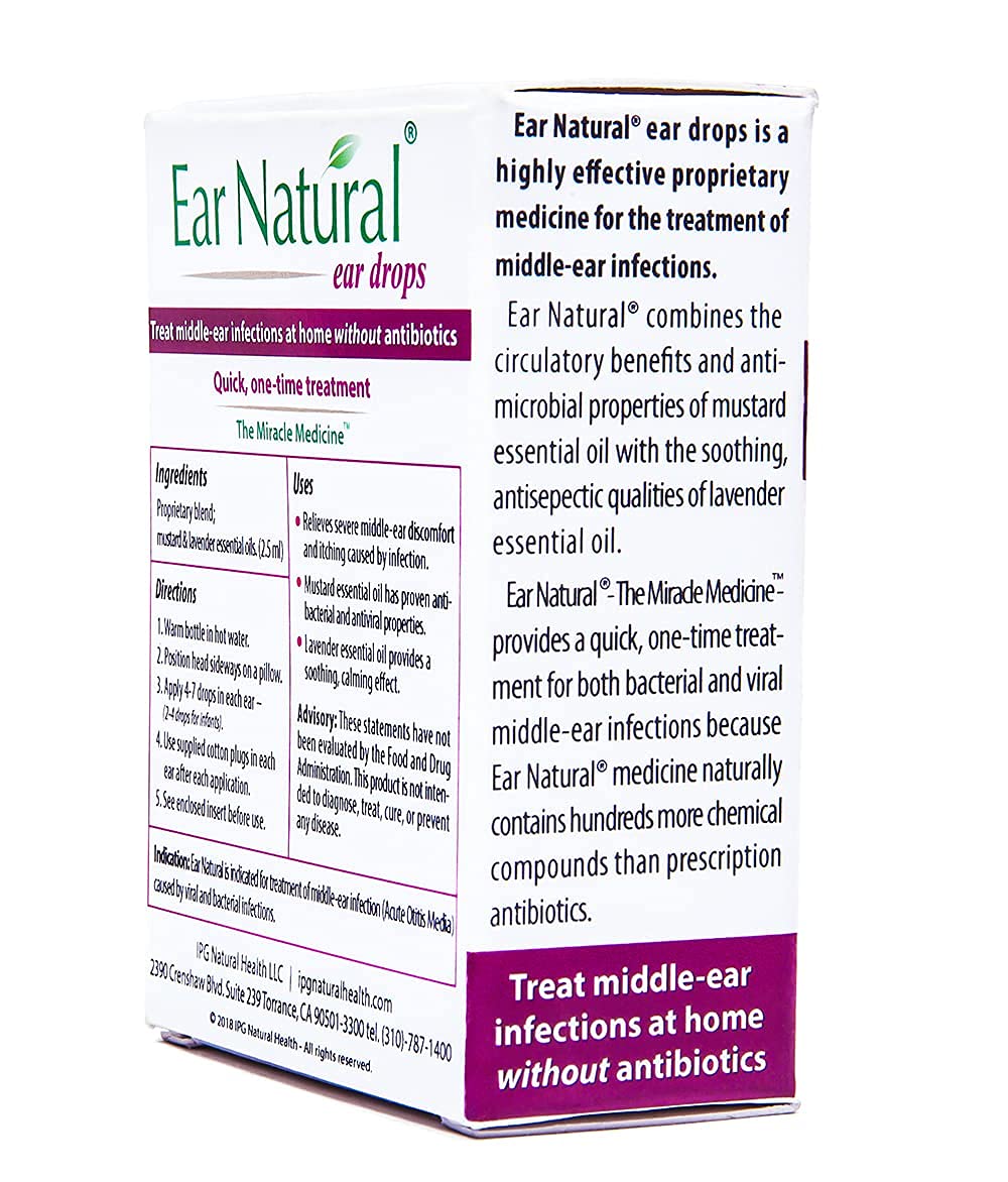 EarNatural® – Treatment for Middle-Ear Infections, Earache, Itching – Relief in Less Than a Minute - in a Single Treatment – 100% Natural Ingredients, Made in USA – US Patents Issued & Pending