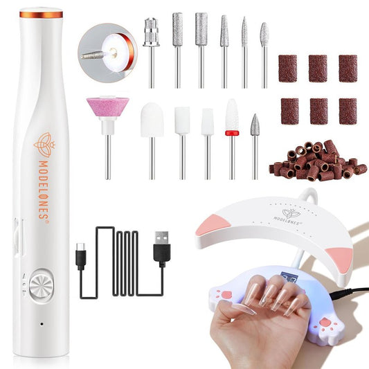 Modelones UV LED Nail Lamp with Cordless Nail Drill, Gooseneck UV Lamp for Gel x Nails, 48W Nail Light for Gel Nail Polish with 3 Timers and LCD Display, UV Light for Gel Nails, USB LED Nail Lamp