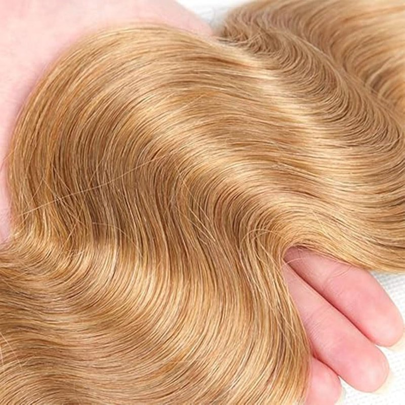 #27 Honey Blonde Bundle Human Hair Blonde Human Hair Bundles Body Wave 1 Bundle Color 27 24 Inch Blonde 100G/PC Unprocessed Brazilian Virgin Double Weft Hair Extension