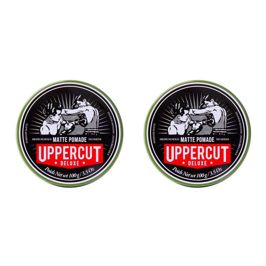 UPPERCUT DELUXE Matte Pomade for Men – Medium Hold, No Shine, Water-Based Hair Styling Cream, Easy Wash Out, Natural Matte Finish, 3.5 oz / 100 g (2-PACK)