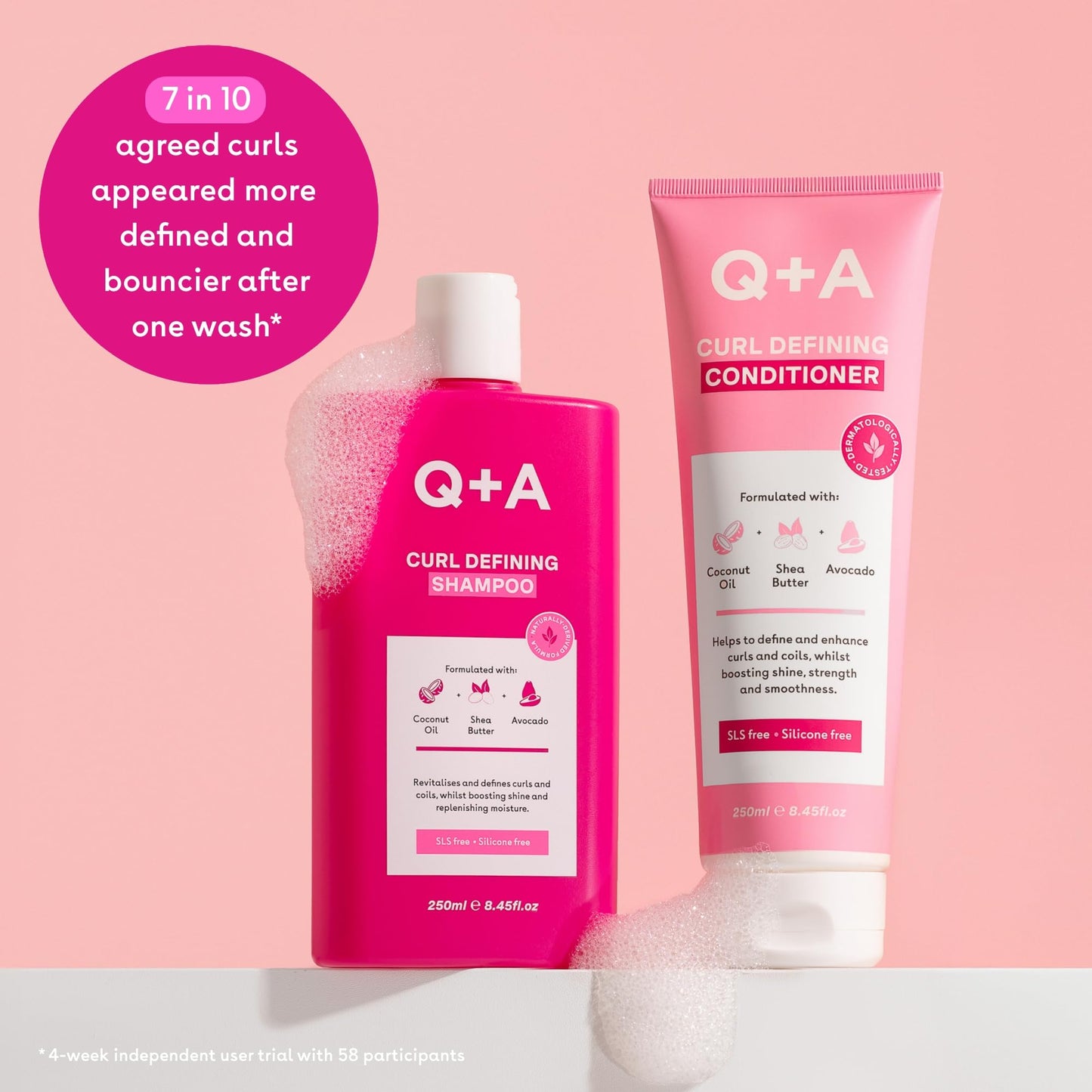 Q+A Curl Defining Conditioner for Hair (250ml), Hair Conditioner, Anti-Frizz, Hydrating Conditioner for Wavy, Curly and Coily Hair, Coconut Oil and Shea Butter Esters Rich Curly Hair Products