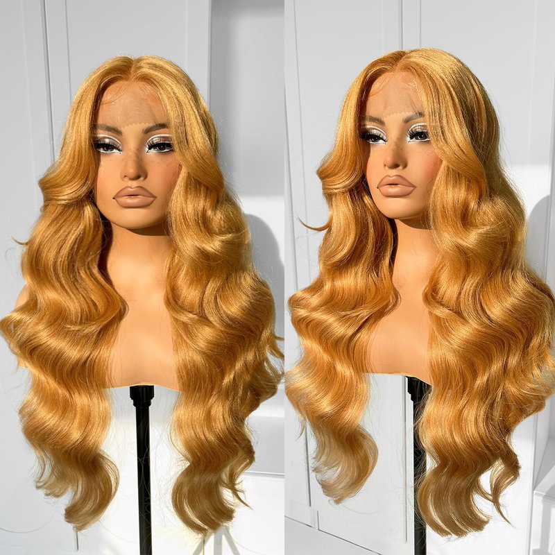 Honey Blonde Lace Front Wig - Glueless Body Wave Synthetic Hair | Pre-Plucked, Natural Hairline