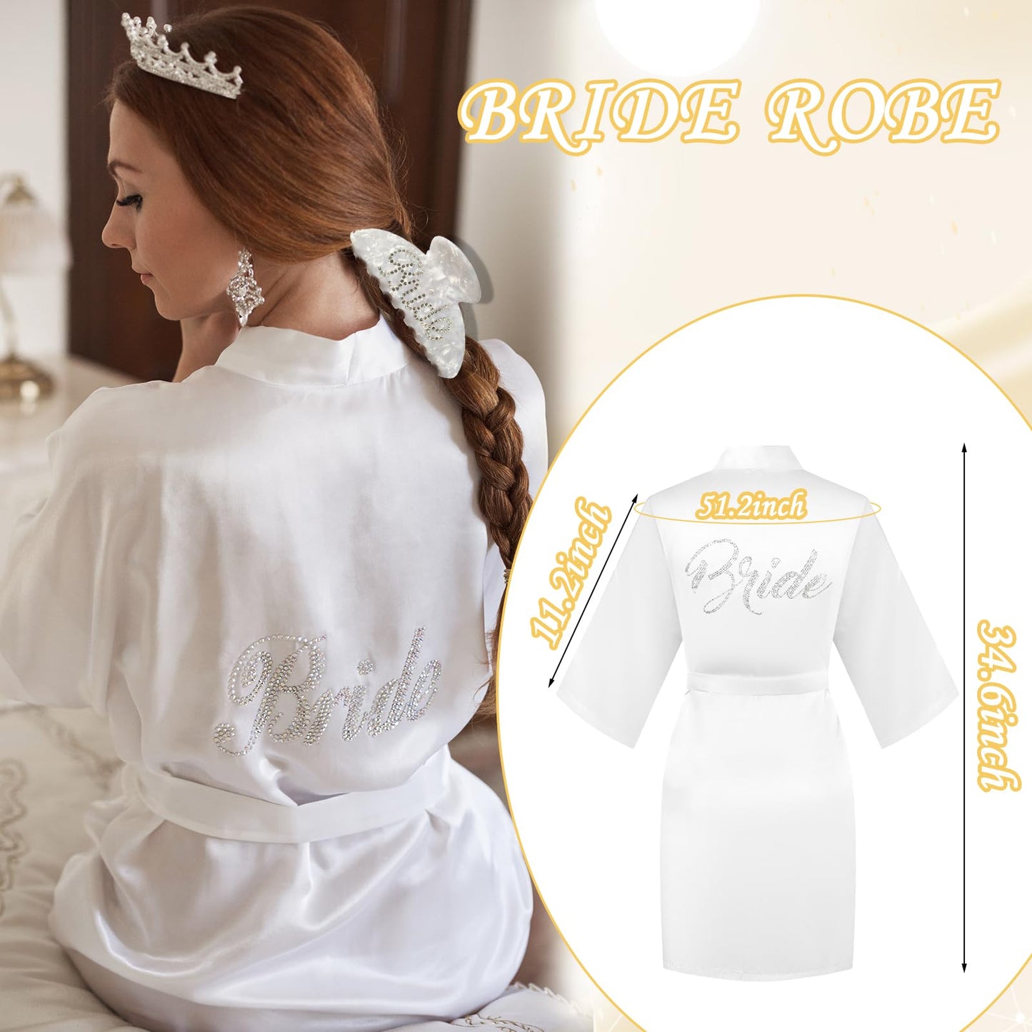 Tkifoda Bride to Be Gifts, Bridal Shower Wedding Gifts, Bride Tote Bag I Do Slippers Robe Hair Clip for Wedding Day