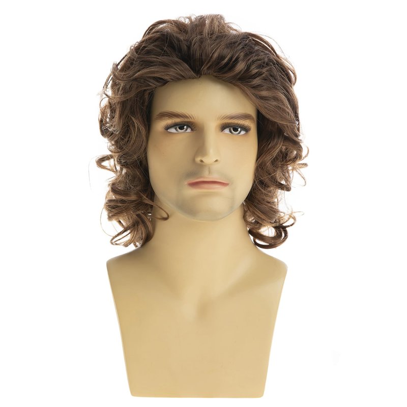 Baruisi Mens Short Curly Wig Light Brown Fluffy Cosplay Costume Hair Wig
