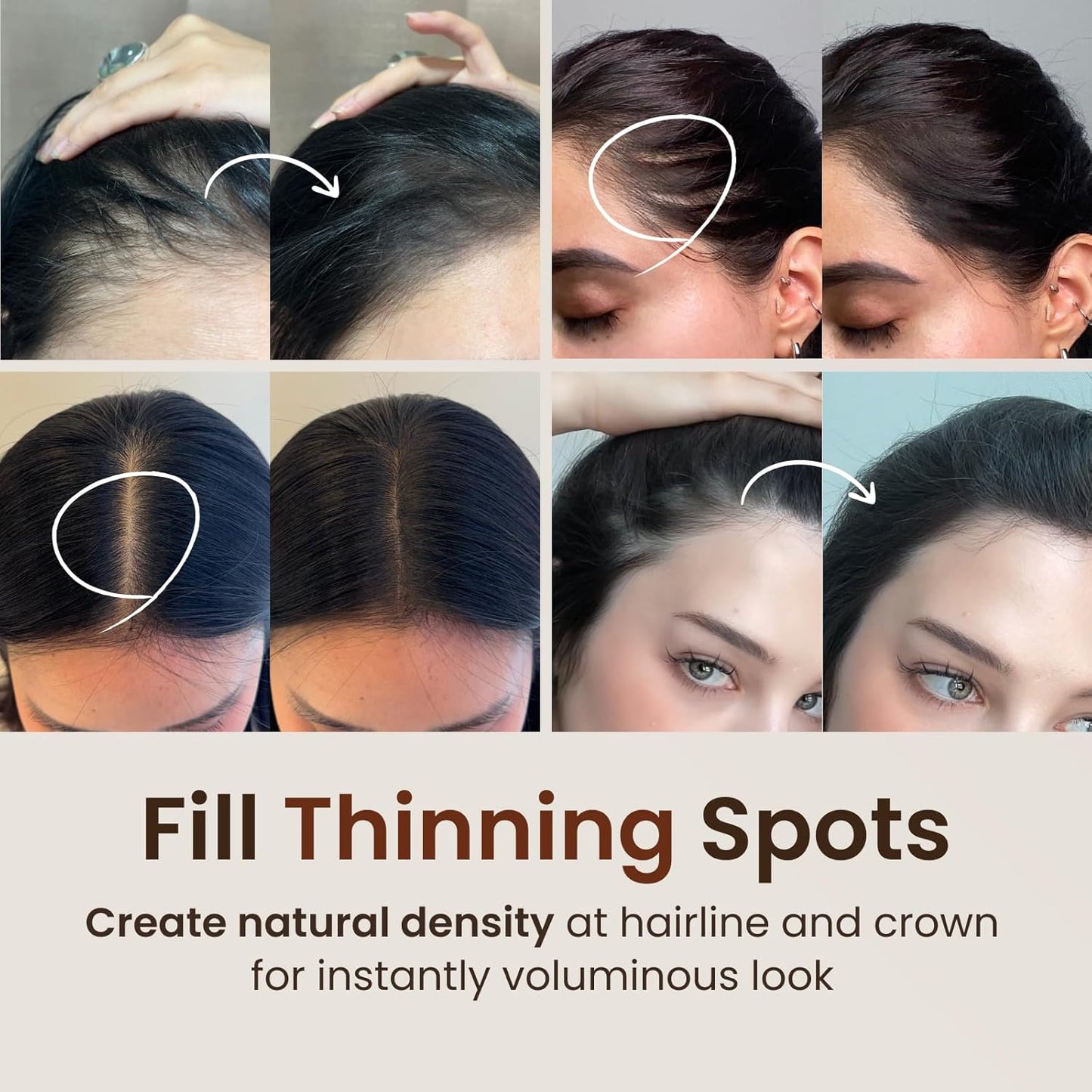 Quick Hair Puff - Natural Brown Root Touch-Up Powder for Hair Loss | Hair Fibers for Thinning Hair & Gray Concealment