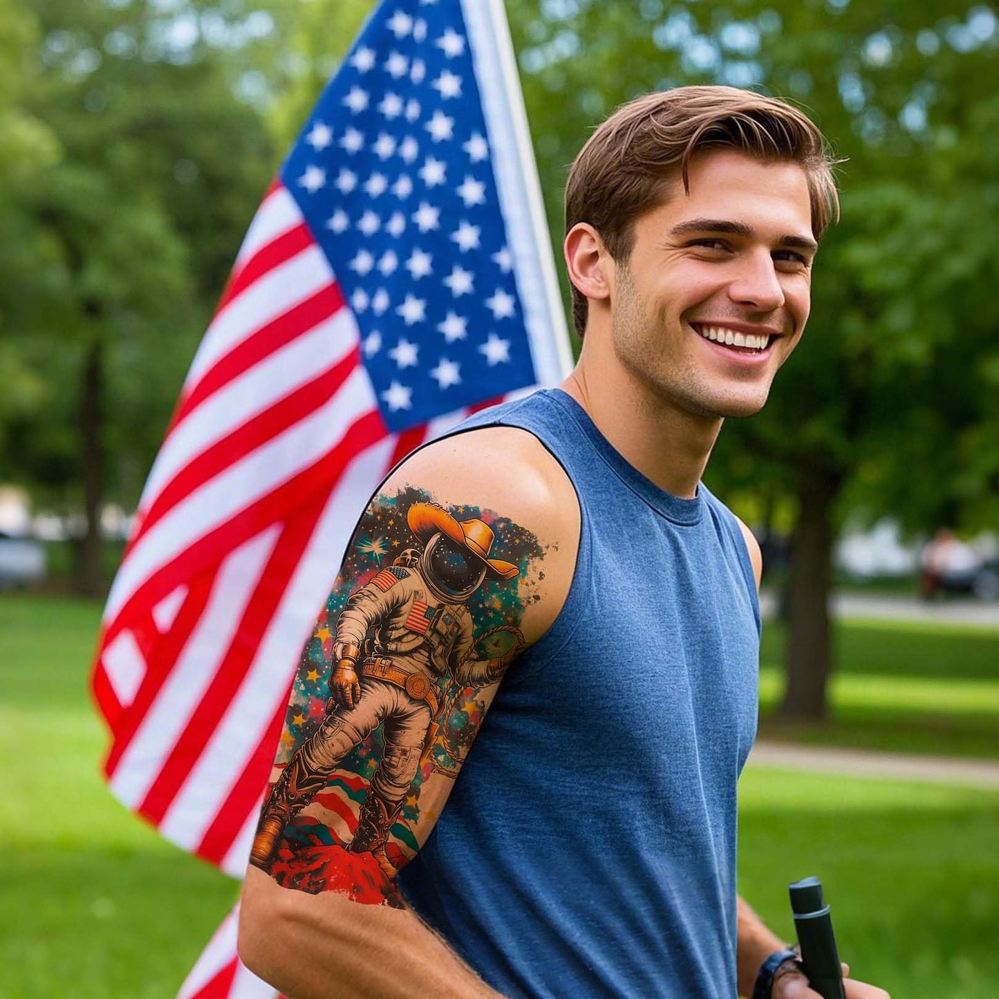 16 Sheets Independence Day Temporary Tattoos, USA Flag Patriotic Tattoos