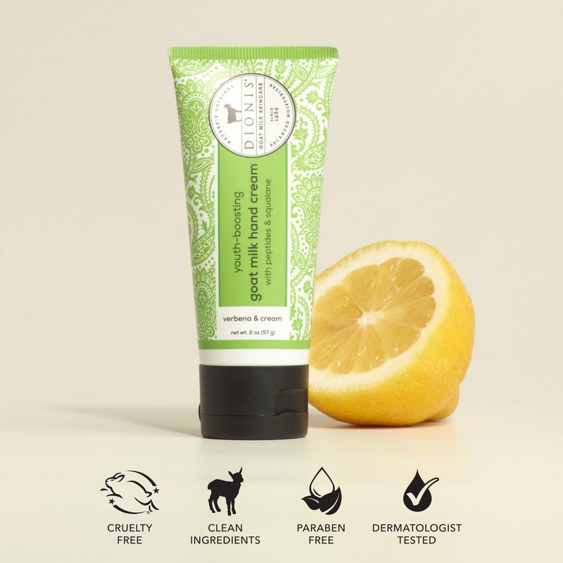 Dionis Goat Milk Lemon Verbena & Cream Youth Boosting Hand Cream with Peptides and Squalane 2oz (Pack of 1)