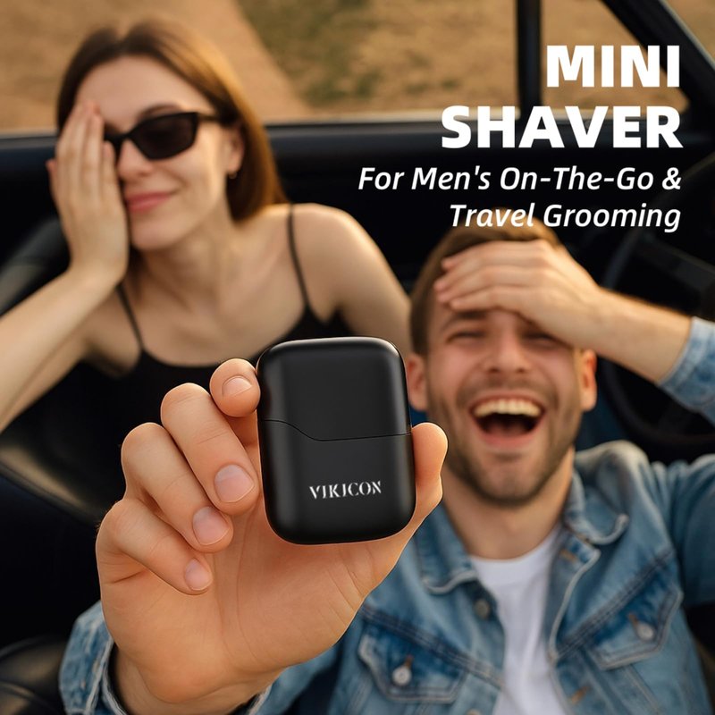 VIKICON® Electric Foil Shavers for Men, Compact Travel Face Shaver, Mini Razor for Shaving Face, Portable On-The-Go Shaver w/Dual Floating Blades, Close Shave Stubble Trimmer with USB-C Fast Charge