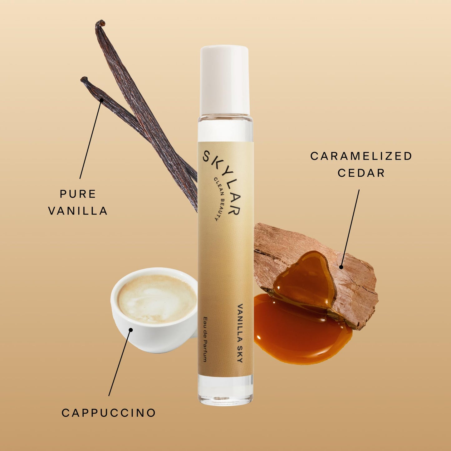 Skylar Vanilla Sky Roll On Travel Perfume for Women - Mini Vanilla Perfume, Cappuccino, Cinnamon & Cedar Notes - Hypoallergenic, Vegan, Clean Fragrance for Sensitive Skin - 10mL / 0.33 Fl oz