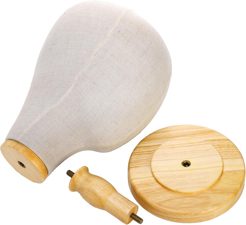 21 Inch Mannequin Head - Canvas Wig Stand with Detachable Wood Base | Ideal for Hats, Headdresses, and Wig Making