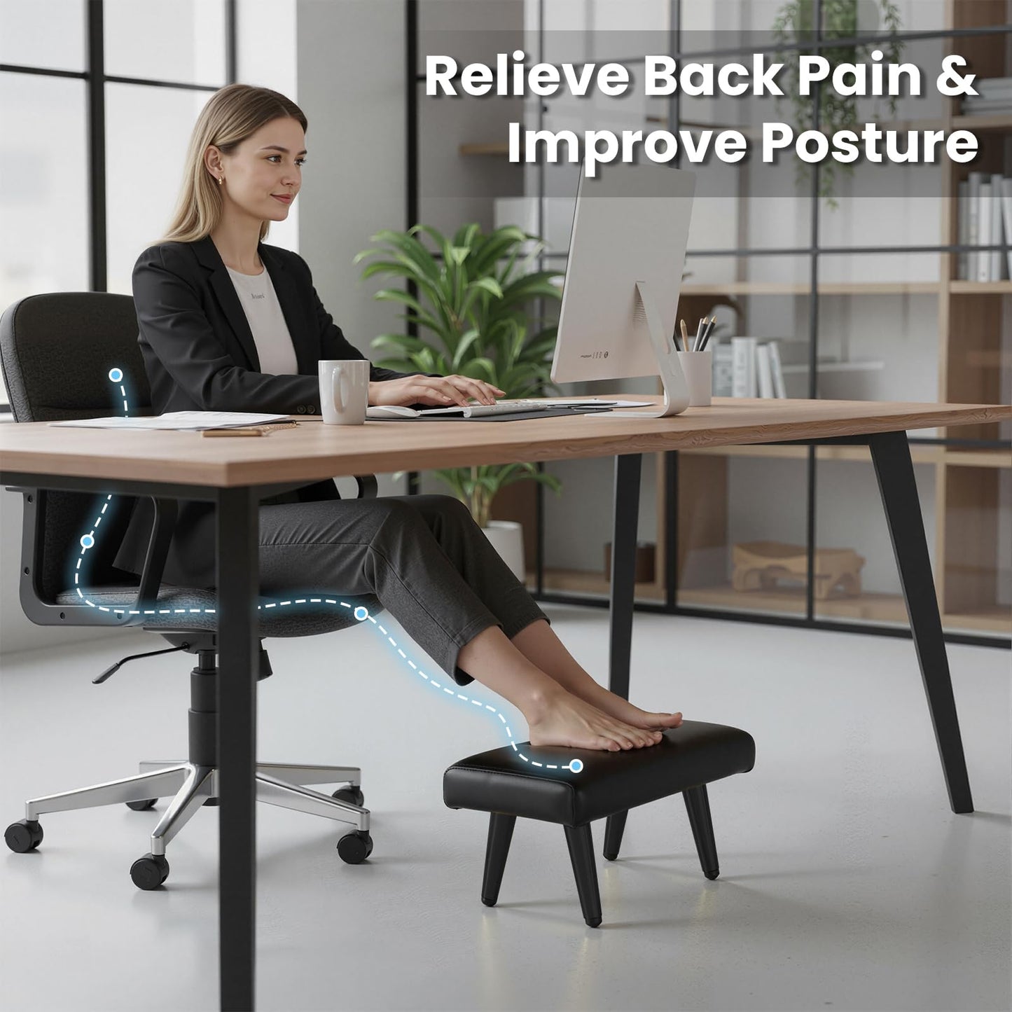 TONESLY Waterproof Stool Foot Rest & Ottoman,1-Pack,Ergonomic Non-Slip Foot Ring,Universal Replacement for Salon Barber Spa Chairs