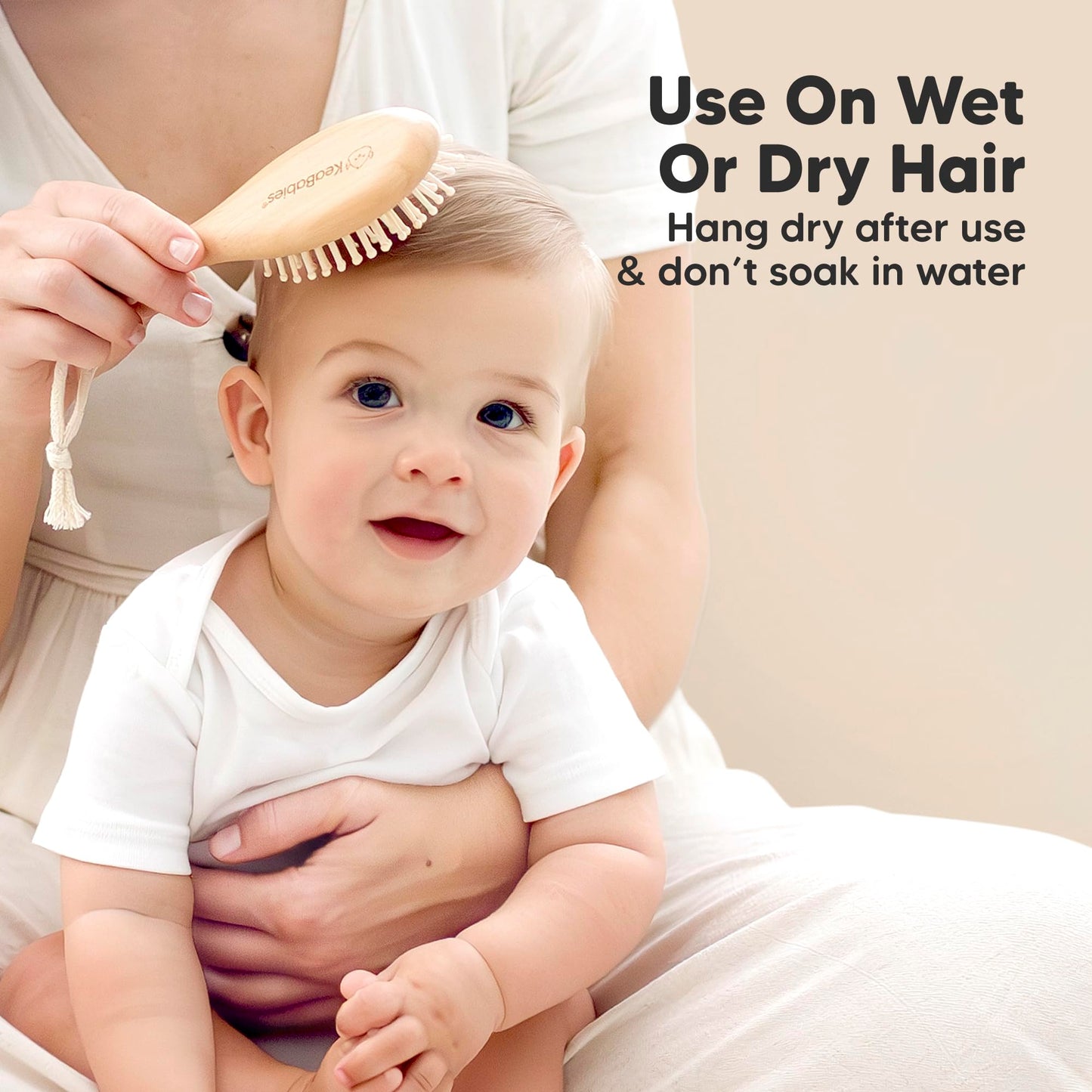 Wooden Baby Hair Brush Set for Newborns, Toddlers - Soft Goat Bristle Baby Brush and Comb Set Newborn Grooming Kit for Cradle Cap Care, Durable & Gentle, Boy, Girl Infant Essentials (Regular, Walnut)