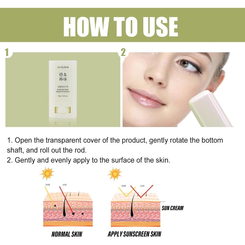 Korean Sunscreen Stick - Matte Sun Stick with Mugwort & Camellia | SPF 50+ PA+++ Non-Greasy, 18g