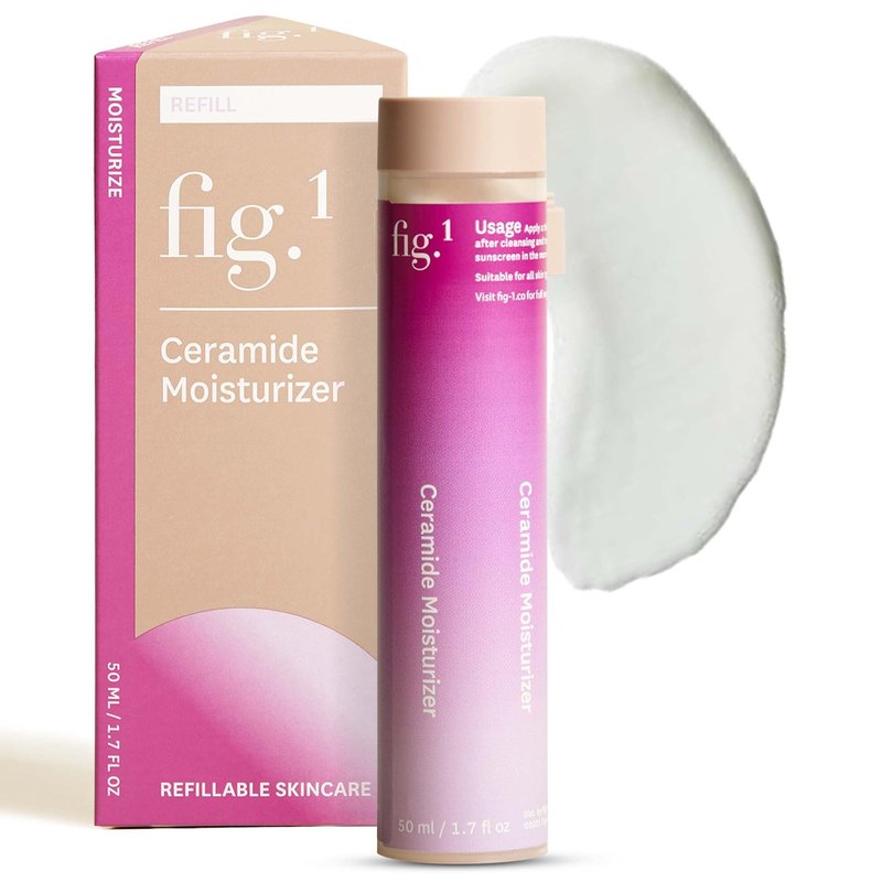 Fig.1 Ceramide Face Moisturizer Refill for Women | Hydrating Daily Facial Moisturizer with Peptides, Hyaluronic Acid & Squalane | Lightweight, Non Comedogenic, Fragrance Free, Refillable | 1.7 fl oz