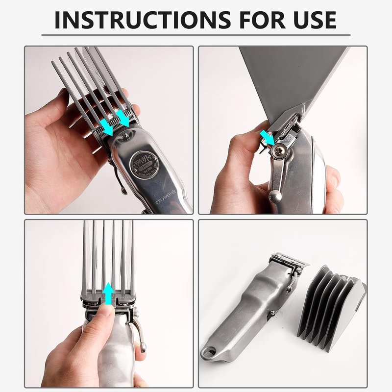 Hair Clipper Guards - 8-Piece Set for Wahl Full-Size Clippers | Gray 3-Inch Size