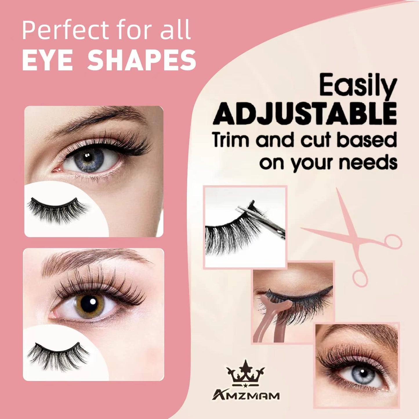 Amzmam Magnetic Eyelashes Natural Look,Magnetic Eyelashes and Eyeliner Kit,Natural Magnetic Lashes,Waterproof, Long Lasting, Easy Apply (Black-9)