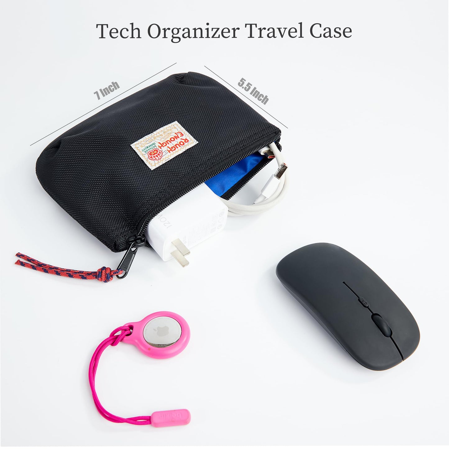 Rough Enough Small Tech Storage Pouch EDC Travel Cable Organizer