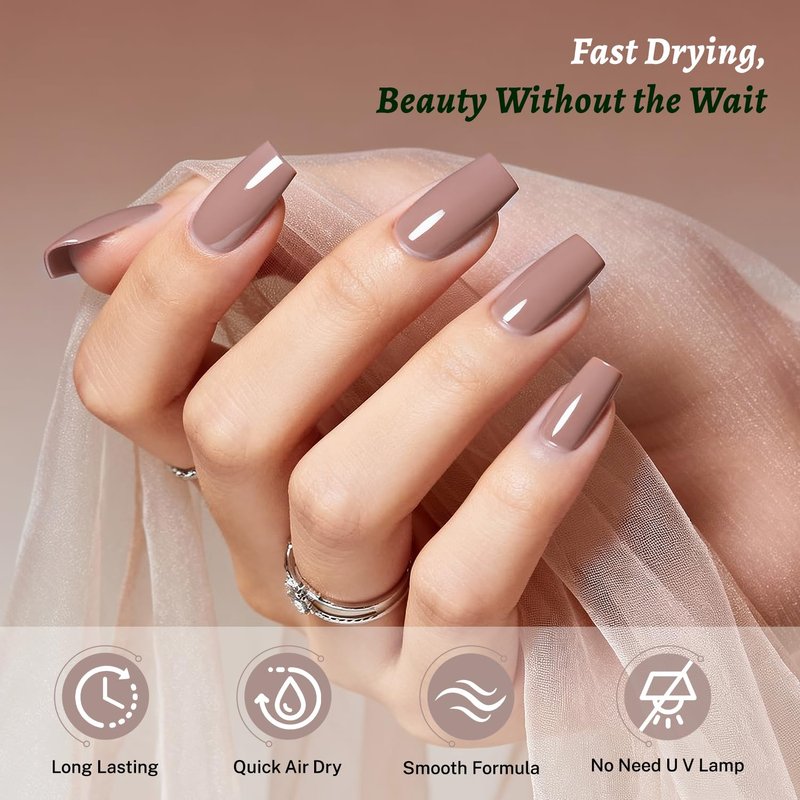 OpenLive 18ml Light Brown Nail Polish Large Volume Quick Dry Nail Polish, Long Lasting Shine, Fingernail Toenail Nail Art DIY Home Travel Nail Art Gift