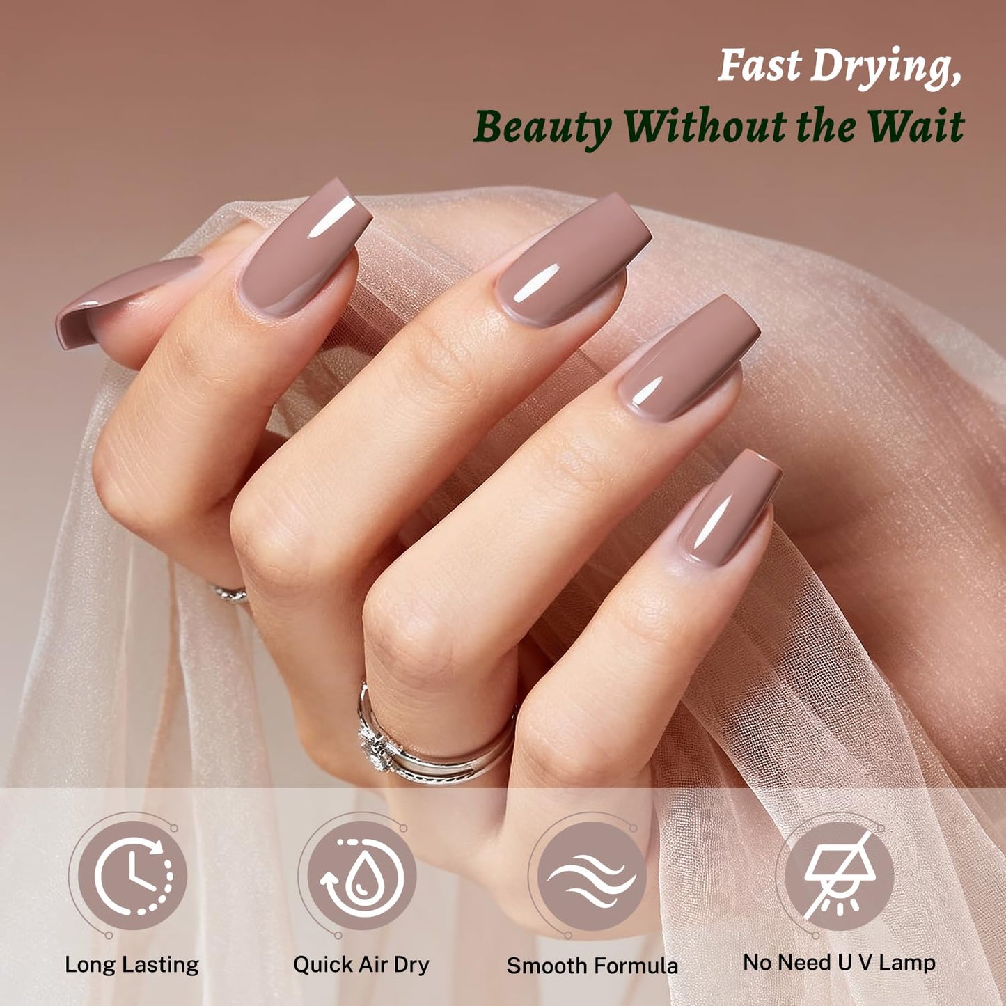 OpenLive 18ml Light Brown Nail Polish Large Volume Quick Dry Nail Polish, Long Lasting Shine, Fingernail Toenail Nail Art DIY Home Travel Nail Art Gift