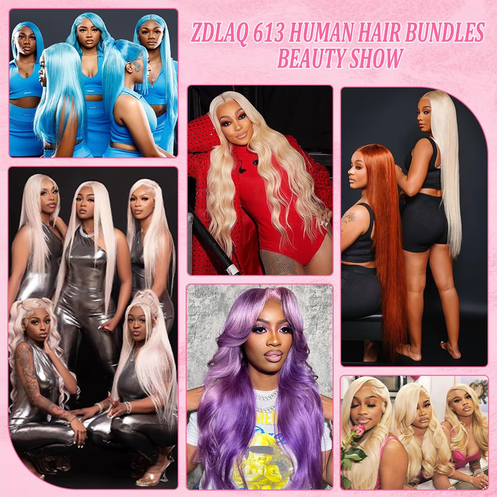 ZDLAQ 613 Bundles Blonde Bundles Human Hair 18 Inch 613 Body Wave bundles 100% Unprocessed 12A Grade Brazilian Virgin Hair Bundles 1 Bundle Human Hair 613 Blonde Bundle Hair Extensions for Women
