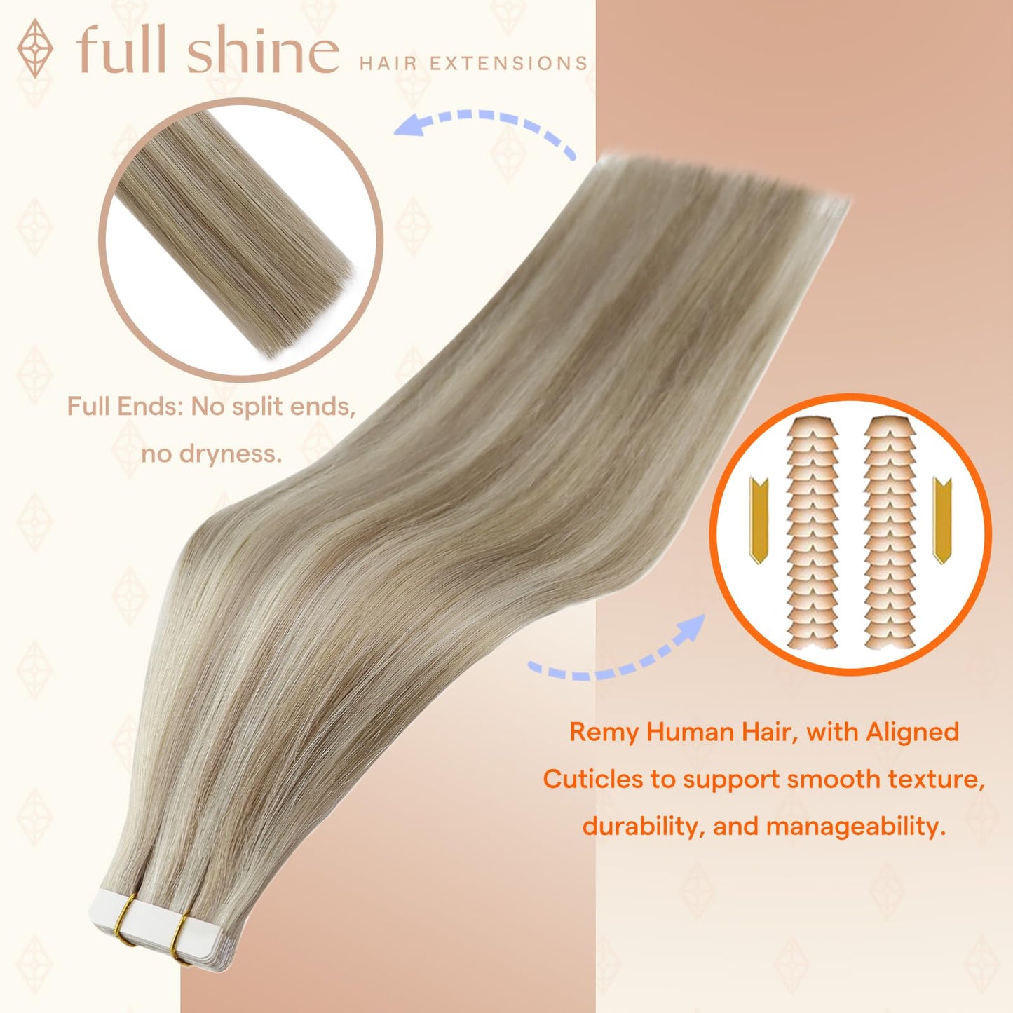 Full Shine Tape in Hair Extensions Human Hair 16 Inch Color 18 Dirty Blonde Highlighted 613 Ash Blonde Invisible Tape Ins Human Hair Extensions 50 Grams 20PCS Thick End for Party
