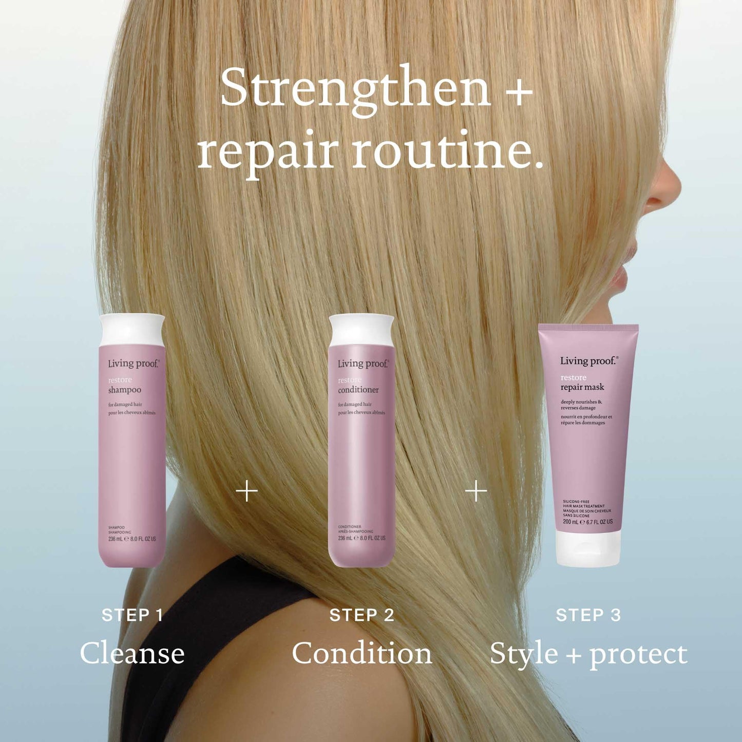 Living proof Restore Shampoo & Conditioner Duo, Repairs & Strengthens, Adds Shine For All Hair Types