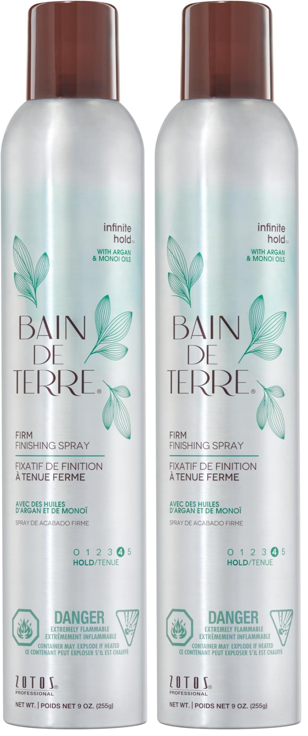 Bain de Terre Infinite Hold Firm Finishing Hair Spray Hairspray | Argan & Monoi Oils | Paraben Free | 9 Fl Oz (Pack of 2)