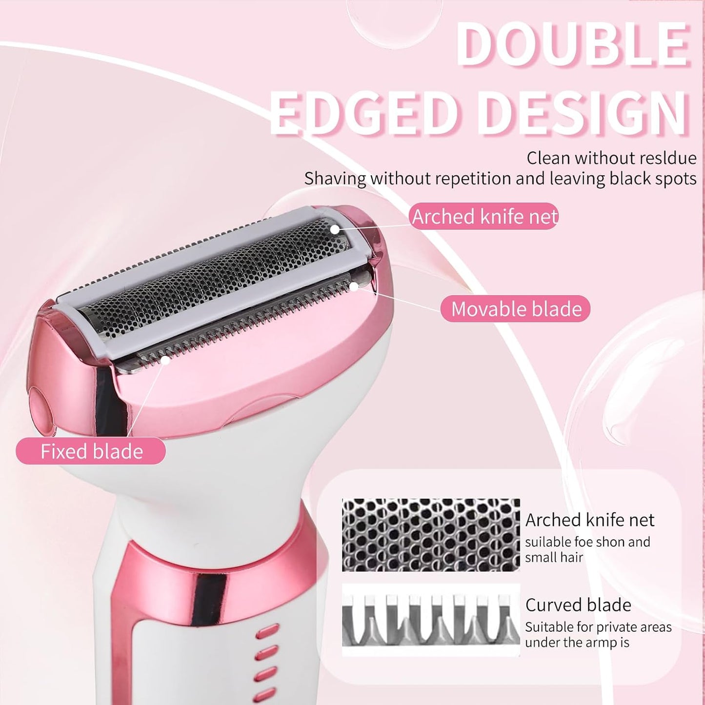 Electric Razor for Women & Men - 4-in-1 Wet & Dry Hair Removal Kit with LED Display | Rechargeable Facial & Body Groomer (Multicolor)