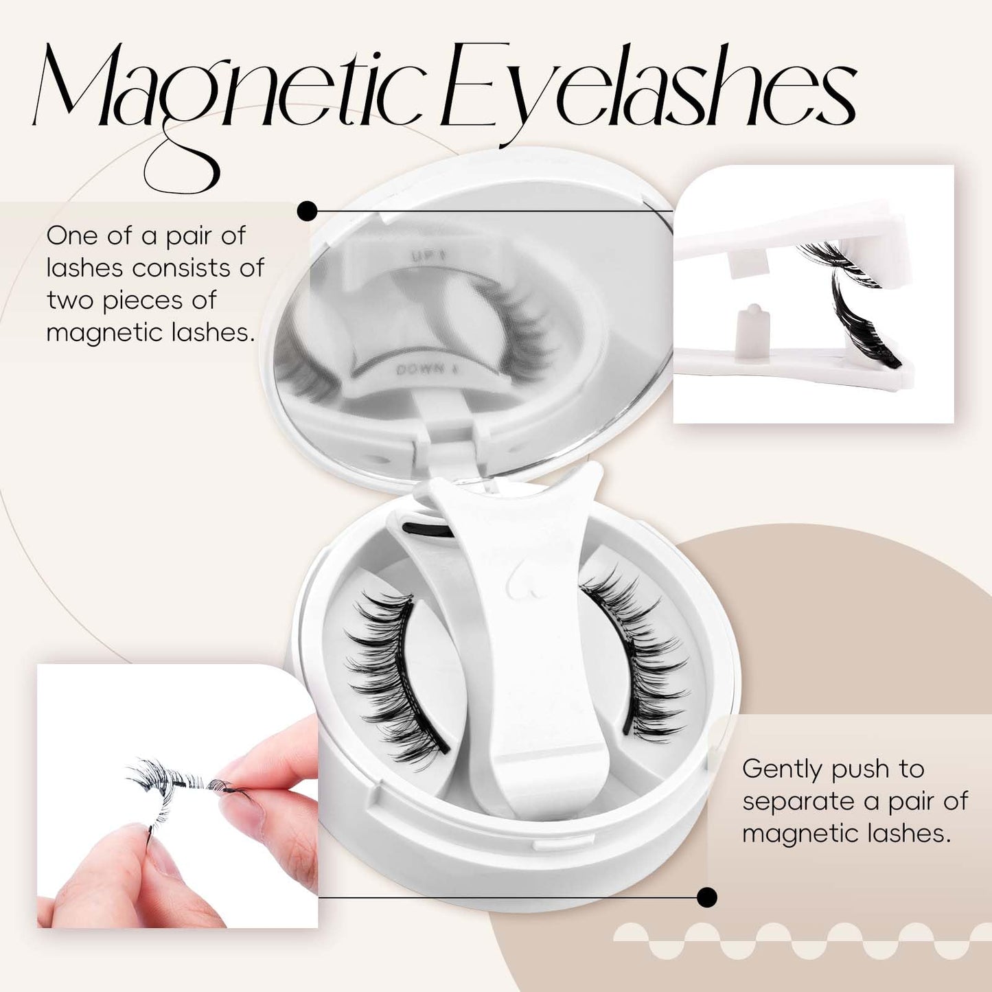 FADLASH Magnetic Eyelashes with Applicator Magnetic Lashes Reusable Natural Look Soft Magnet Eyelash Kit Easy to Wear 1 Pair (B1)