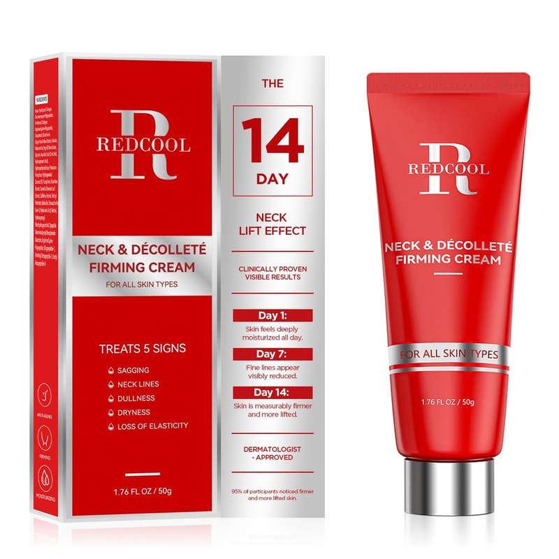 Redcool Retinol Neck Firming Cream – Neck Cream for Firming and Tightening, Skin Tightening Cream for Face, Tighten and Lift Neck Cream with Collagen & Hyaluronic Acid, Anti-Aging Moisturizer 1.76 oz