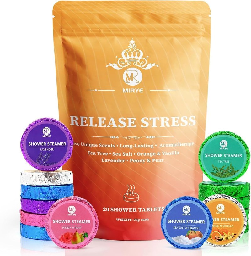 Aromatherapy Shower Steamers - 20-Pack Organic Essential Oil Bombs | Tea Tree, Orange, Vanilla, Lavender & More