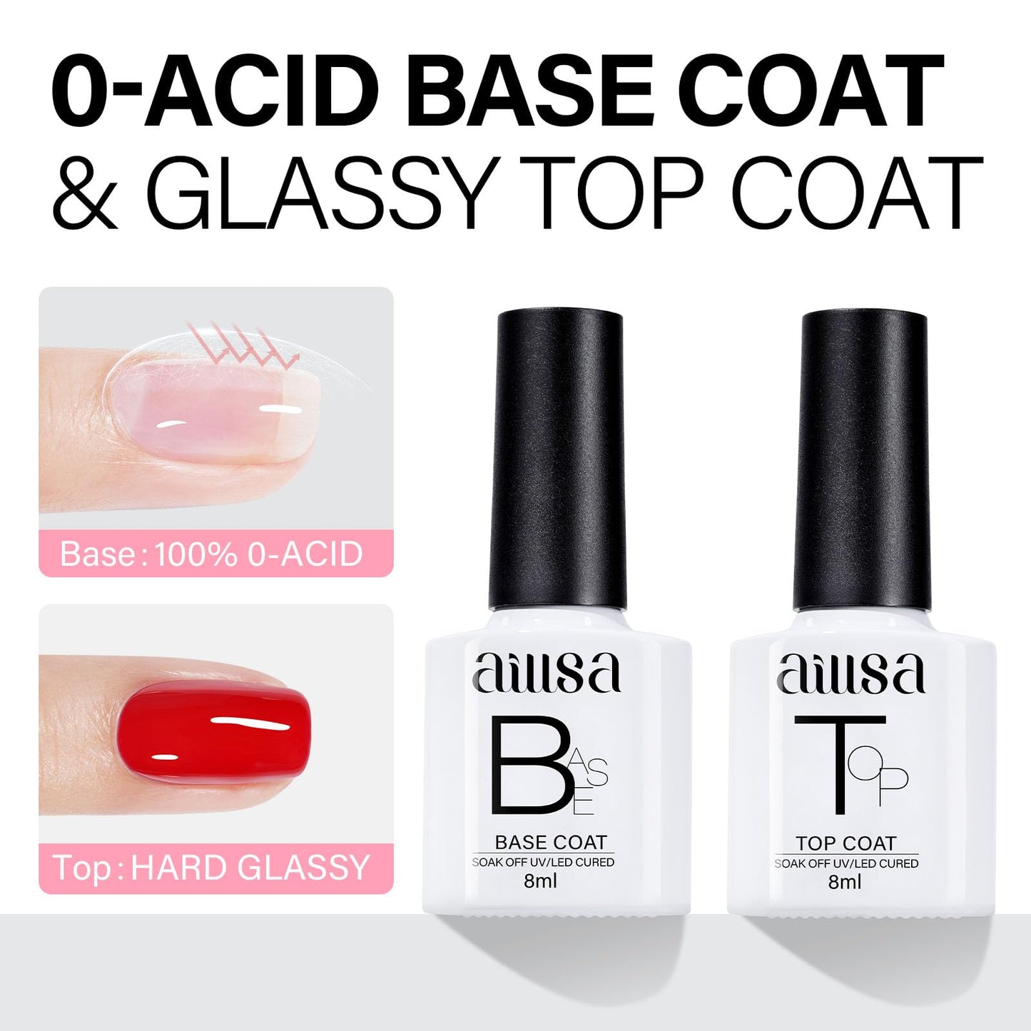AILLSA Red Polish Set White Glitter Burgundy Red Nail Polish with Base and Top Coat, Christmas Red Sliver Sparkle Polish Soak Off U V Starter Kit for Art Salon DIY