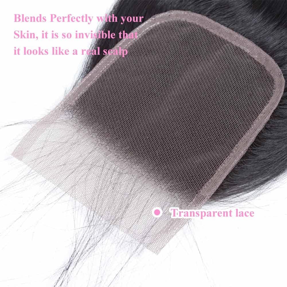 Transparent HD Lace Closure Body Wave Invisible Ultra-thin 4x4 Closure Brazilian Raw Virgin Human Hair Pre Plucked Natural Black 4x4 Lace Closure 18 Inch