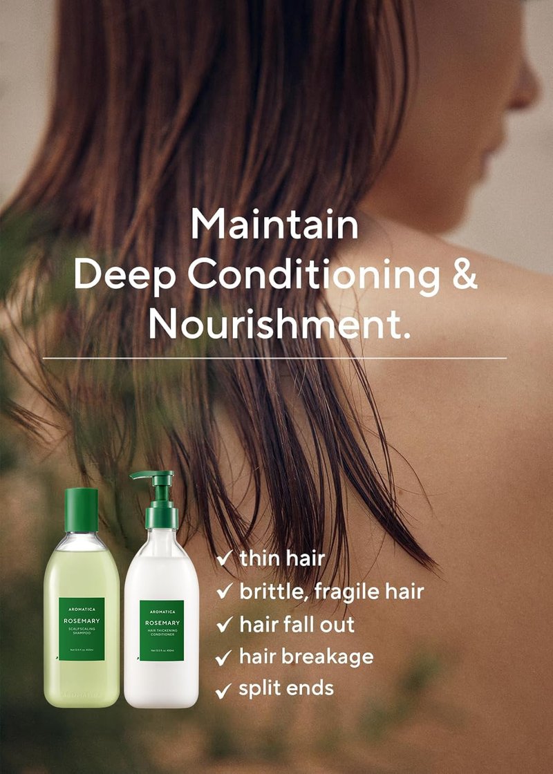 AROMATICA Rosemary Scalp Scaling Shampoo and Conditioner Set 13.53 fl.oz each – Vegan Korean Hair Care Gift Set for Woman with Rosemary Oil. Sulfate Free Shampoo Conditioner For Hair Growth