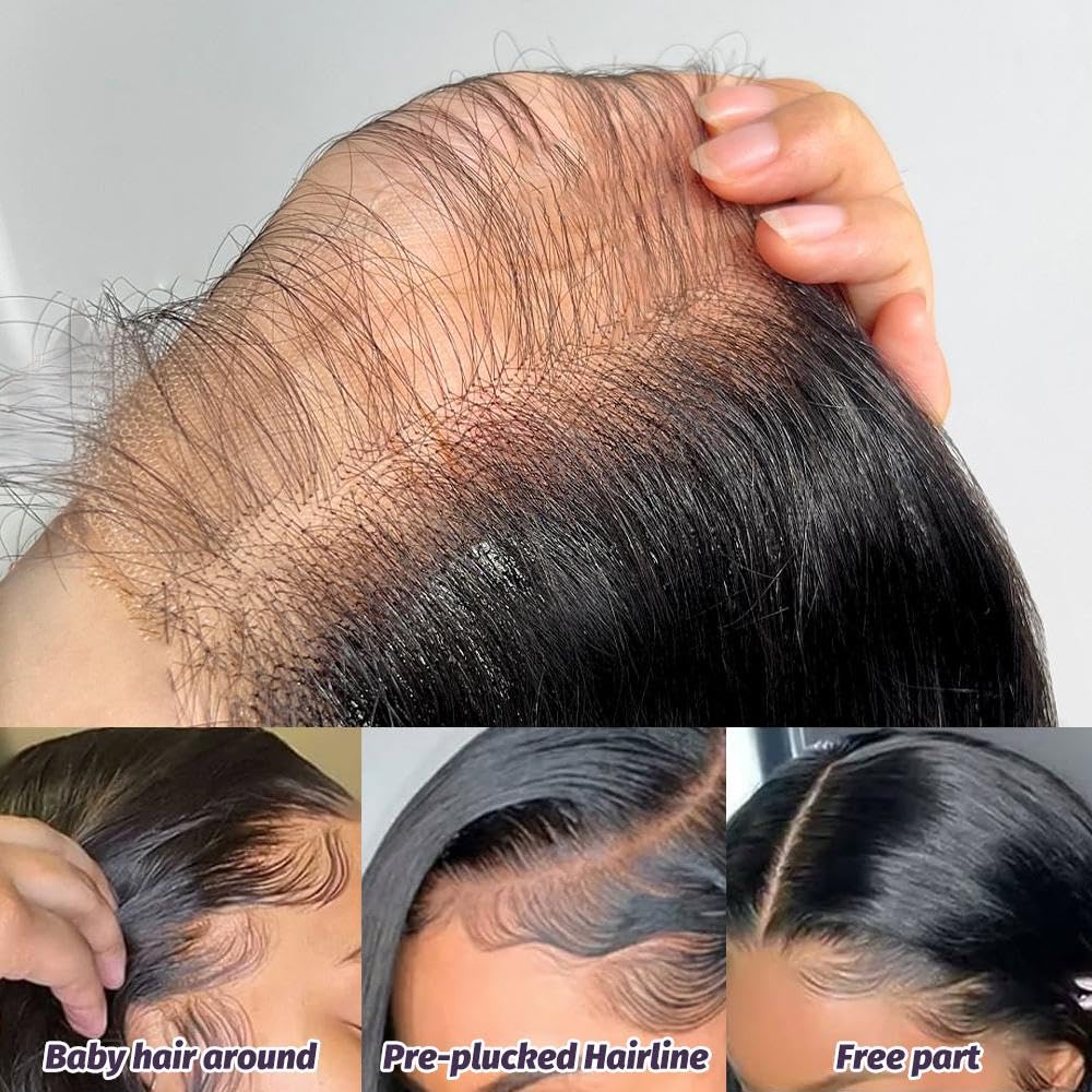 4x4 Lace Closure Human Hair Body Wave HD Lace Closure 20 Inch 100% Brazilian Virgin Human Hair Extensions 150% Density Pre Plucked Natural Black Color
