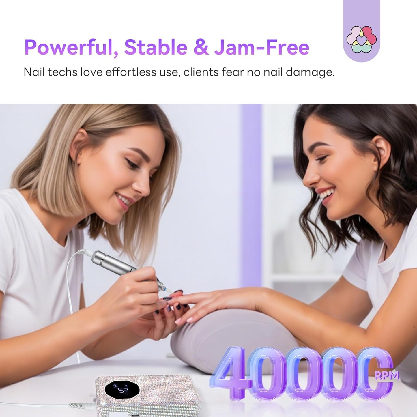 SAVILAND Professional Nail Drill - 40000 RPM Electric Nail File Kit with Ceramic Bits | Perfect for Acrylic Gel Manicure