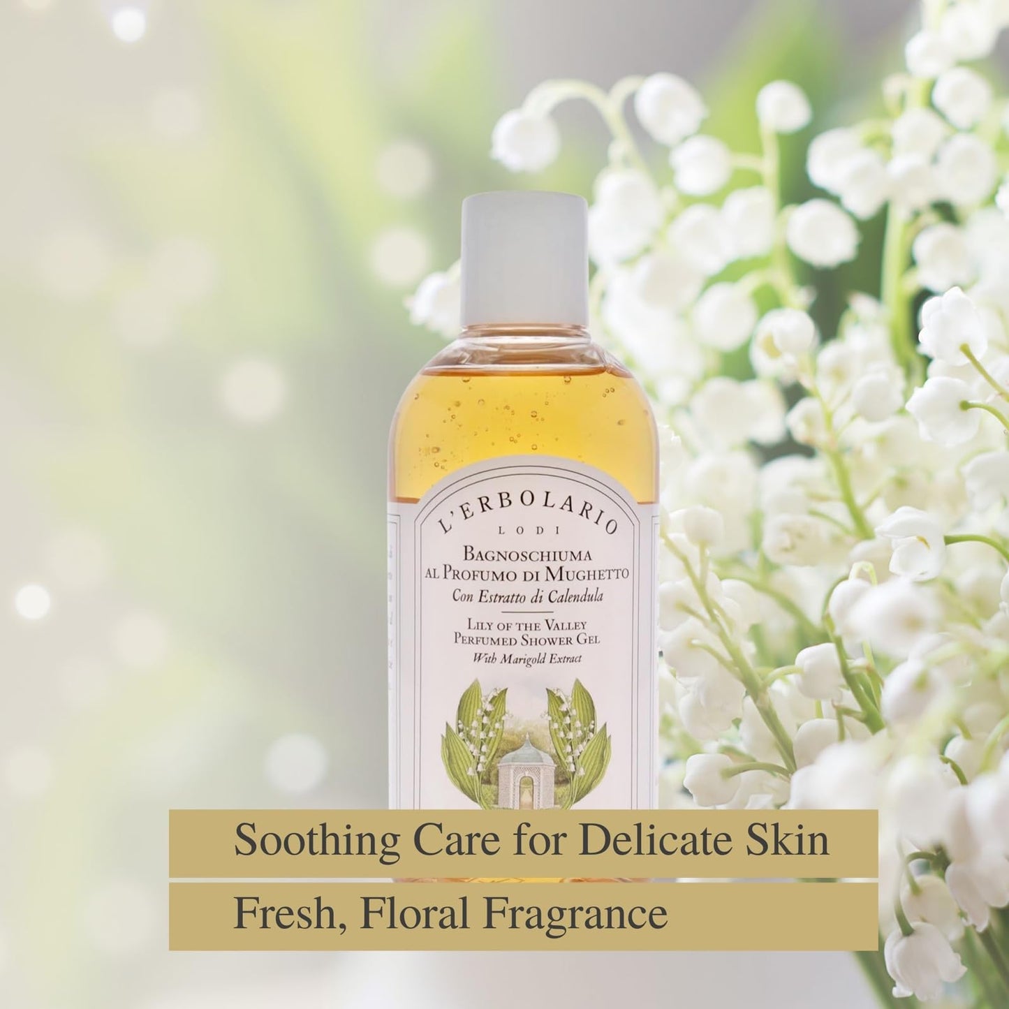 L'Erbolario Shower Gel – Gentle Body Soap for Sensitive Skin – Soothing and Refreshing Floral Body Wash for Daily Care – Lily of the Valley - 8.4 oz