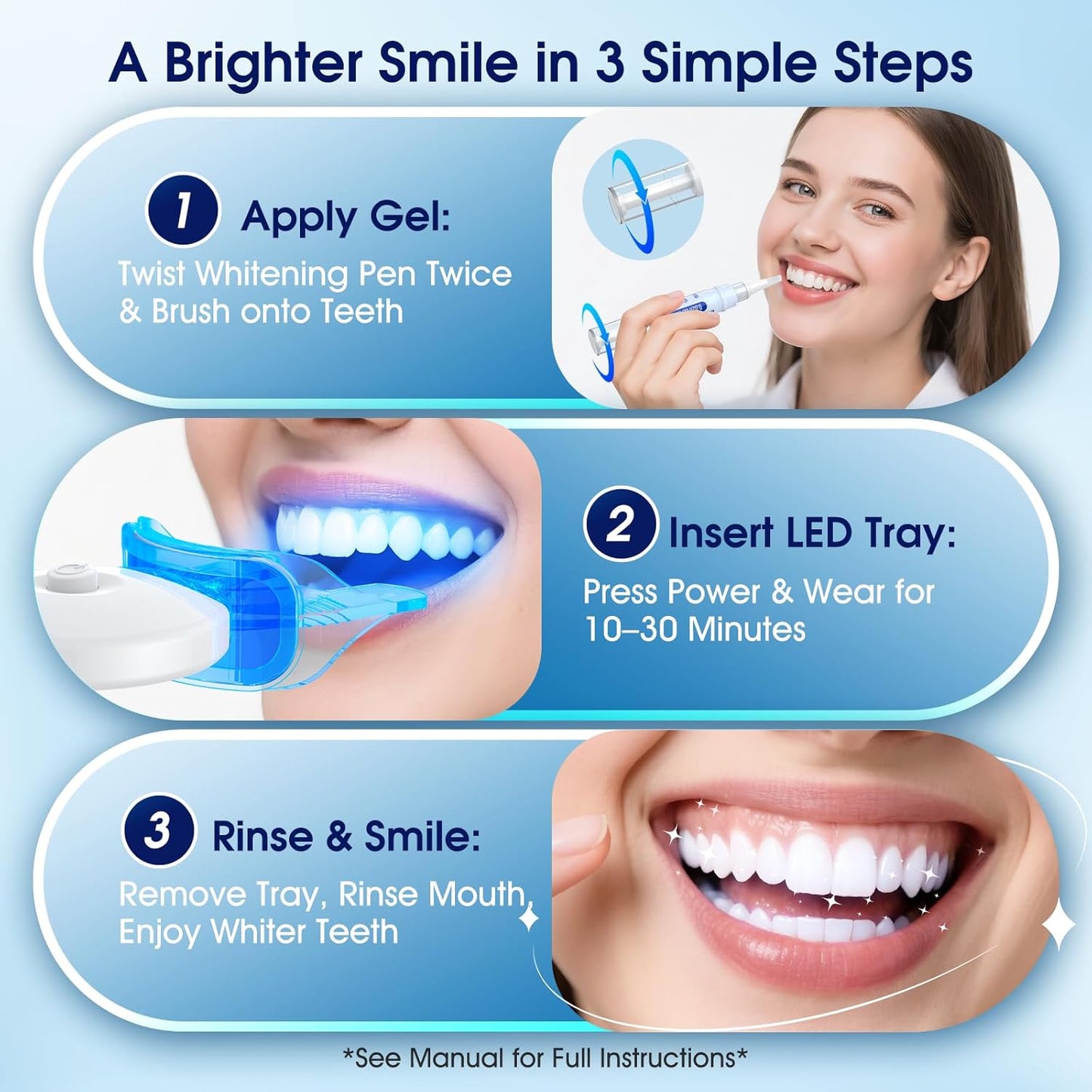 Teeth Whitening Kit with LED Light | 3 Gel Pens & 2 Desensitizing Pens | Safe for Sensitive Teeth, 0.68 Fl Oz (Cherry)