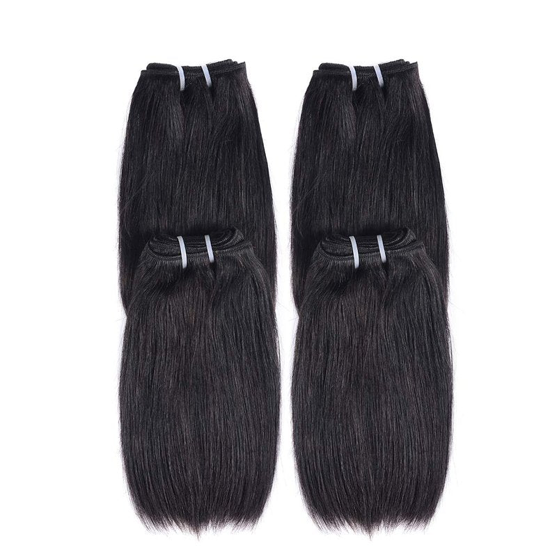 10 Inch Short Human Hair Bundles - Natural Color 100% Unprocessed Brazilian Virgin Hair | 4 Bundles