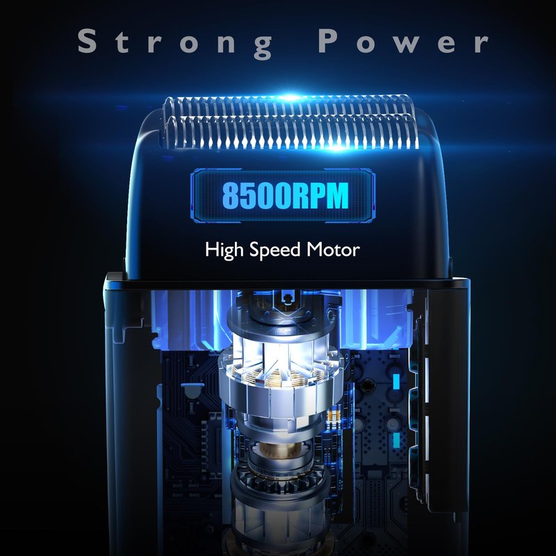 Electric Razor for Men Face, Electric Shavers for Men, Foil Shaver with 3 Adjustable Speeds, Rechargeable Waterproof Close Shave Trimmer with LED Display for Face/Beard/Head (Dark Black)
