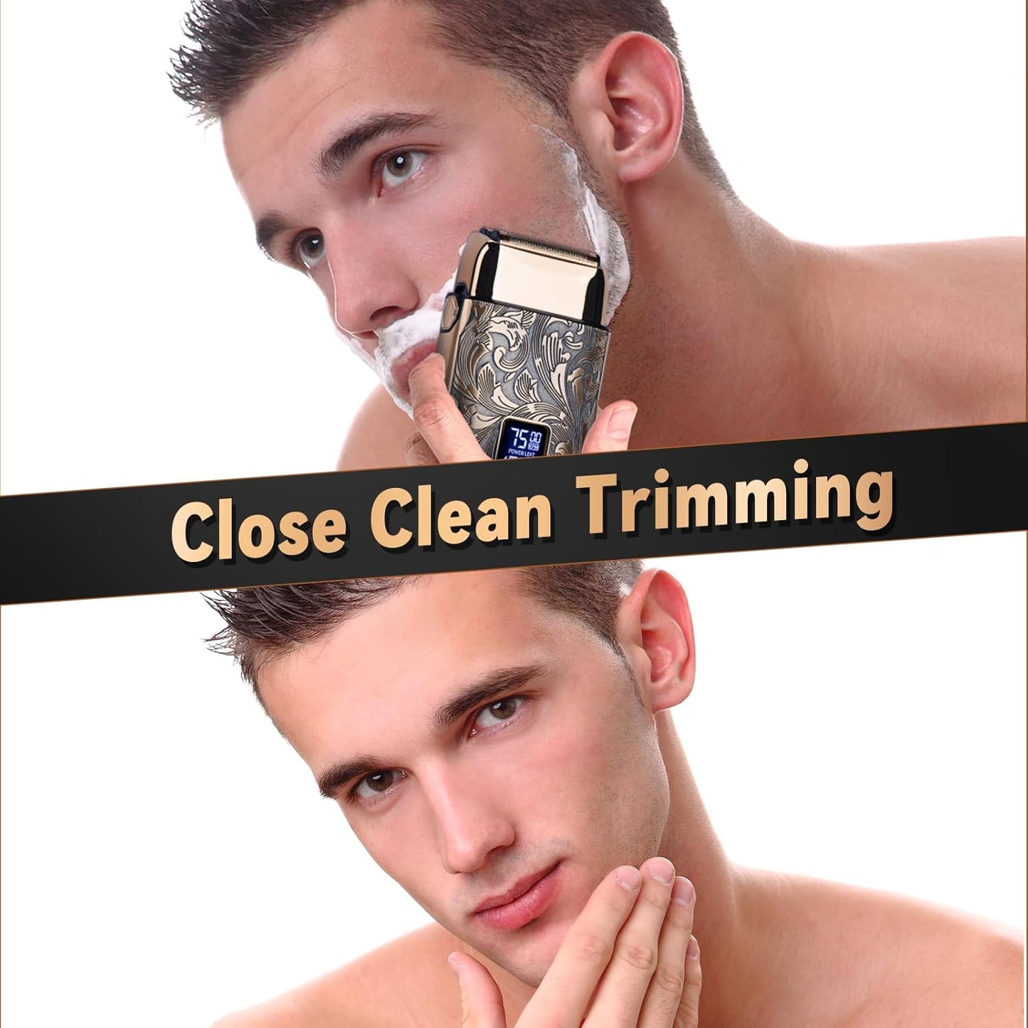 Close Shave Electric Foil Shaver for Men - 3-Speed Bald Head Razor with LCD Display | Versatile Beard Trimmer