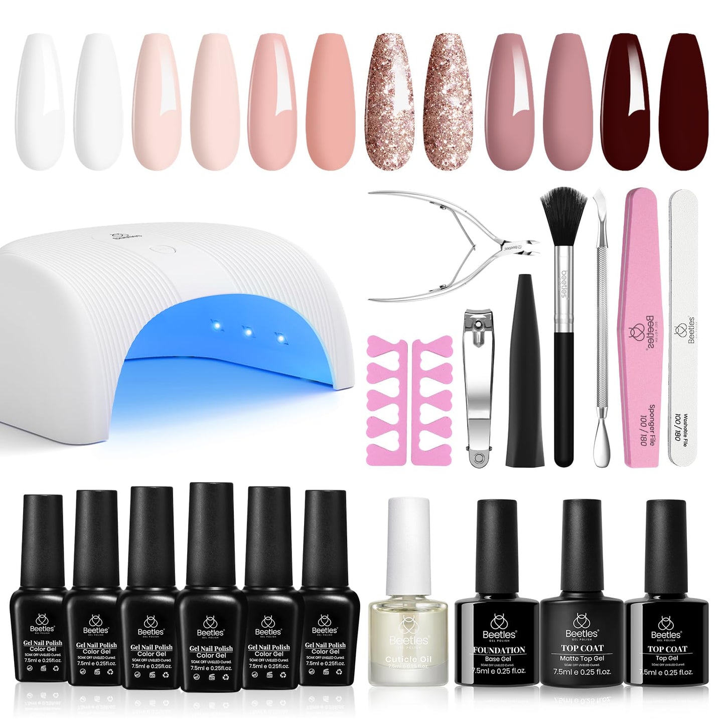 Beetles Gel Nail Polish Kit with Nail Blooming Gel 15ml Clear Uv Led Blossom Gel Polish Gift for Women