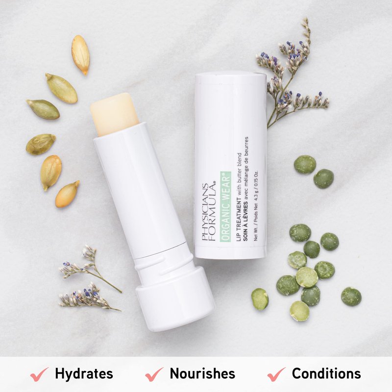 Physicians Formula Organic Wear Lip Balm Treatment, Ultra-Nourishing Shea Butter & Coconut Oil Infused, Hydrating & Conditioning for Smooth, Supple Lips, Cruelty Free