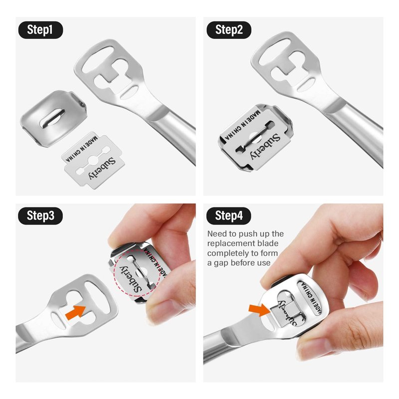 24 Pieces Callus Shaver Set, 20 Replacement Slices Blades 2 Callus Shavers and 2 Foot File Head Foot Care Tools Steel Handle Hard Skin Remover for Hand Feet (Grooved Handle)