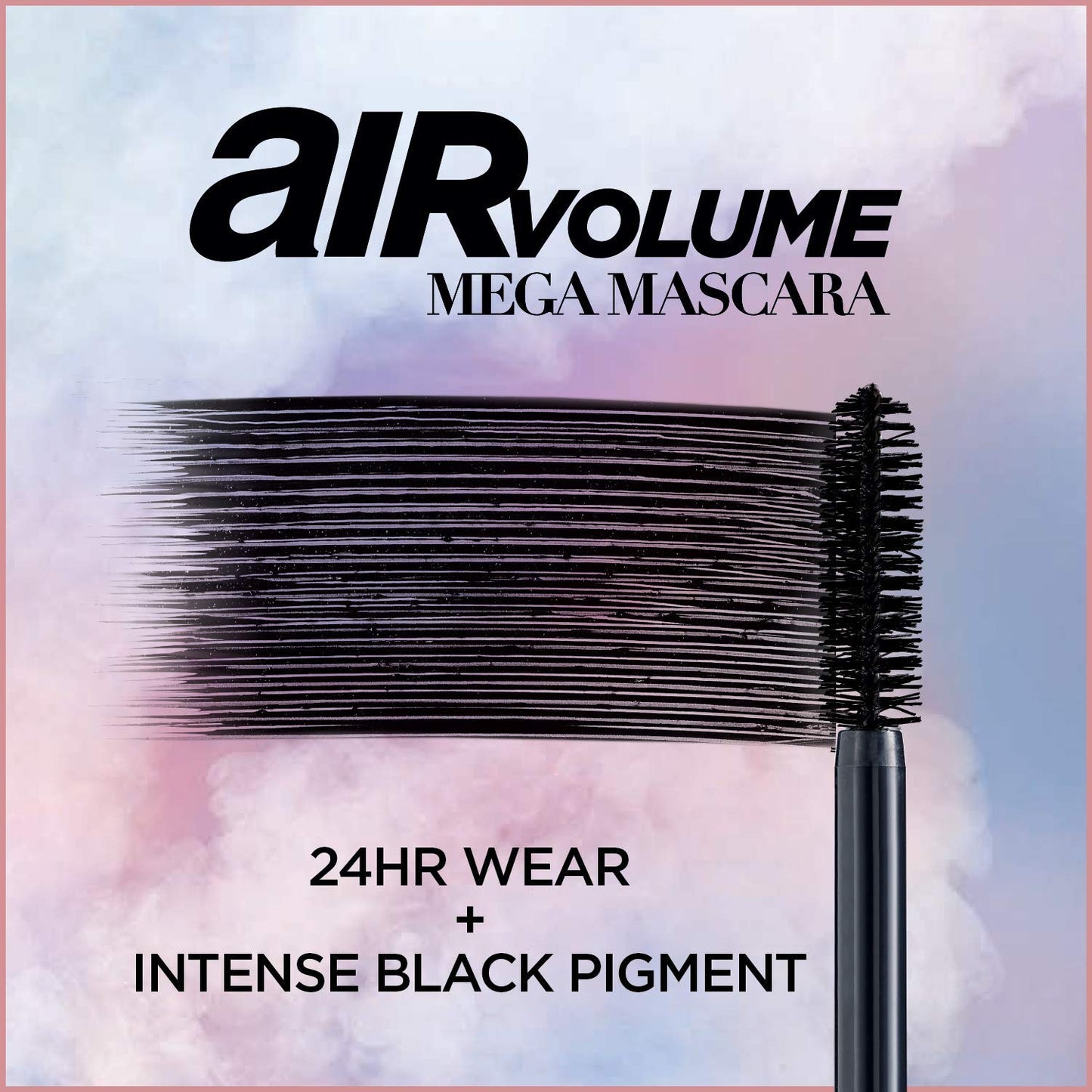 L'Oreal Paris Makeup Air Volume Mega Mascara, Lightweight & Long-lasting Volumizing Mascara for Voluminous Eyelashes, Washable Blackest Black, 0.3 Fl Oz (Pack of 2)