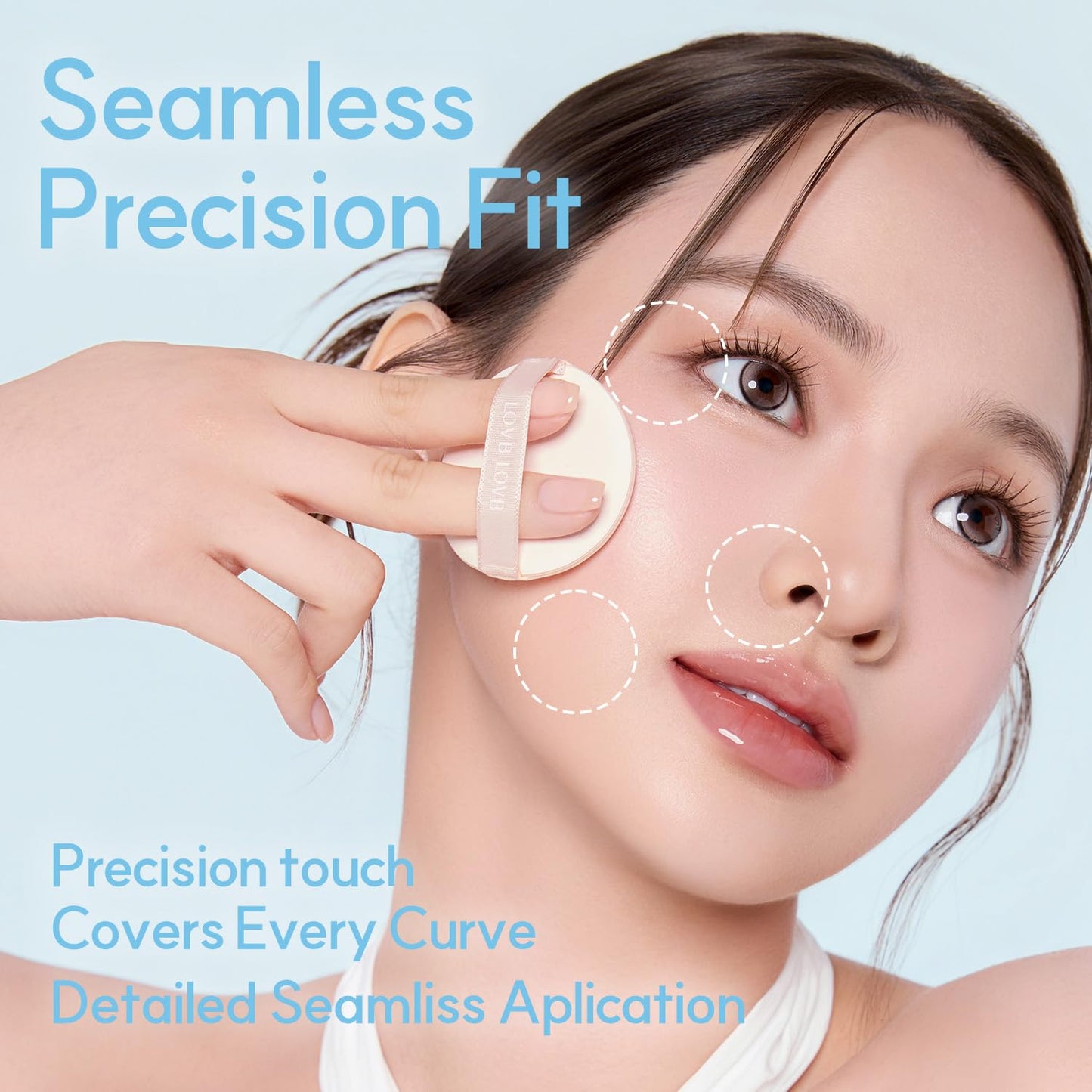 LOVB LOVB Cushion Foundation 0.42 Oz (23N Natural Beige) + System Fitting Puff 5EA | Long-Lasting Buildable Coverage | Korean Cushion Makeup | Face Makeup Tool for Liquid Foundation
