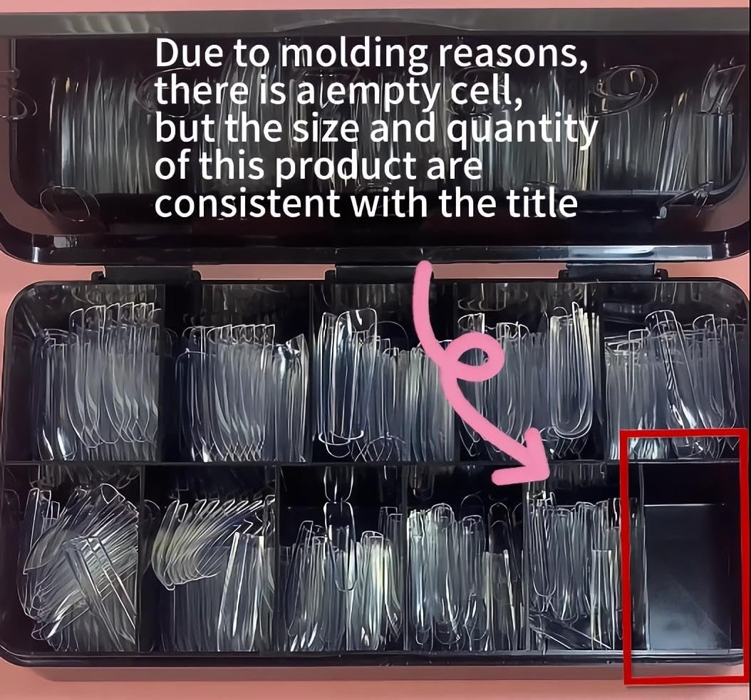 Cycullinyt 250pcs Sculpted XXLong Square Soft Gel Nail Tips, Professional False Nail Tips with Box - 10 Sizes Full Cover Clear Acrylic Press On Fake Nails for Extension Manicure Salon DIY at Home