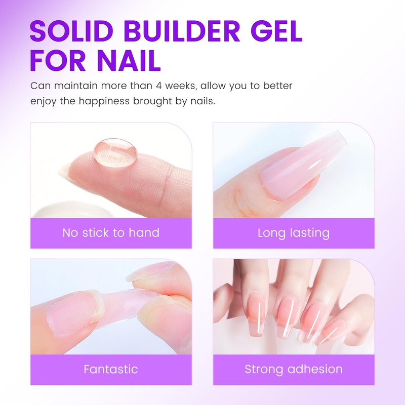 AIJIMEI 150ml Solid Builder Hard Gel for Nails Extension Nail Thickening Solution Solid Nail Builder Gel No Stick Hand 3D Sculpture Carving for Nail Art Design (Clear, 150ml/5Fl.oz)