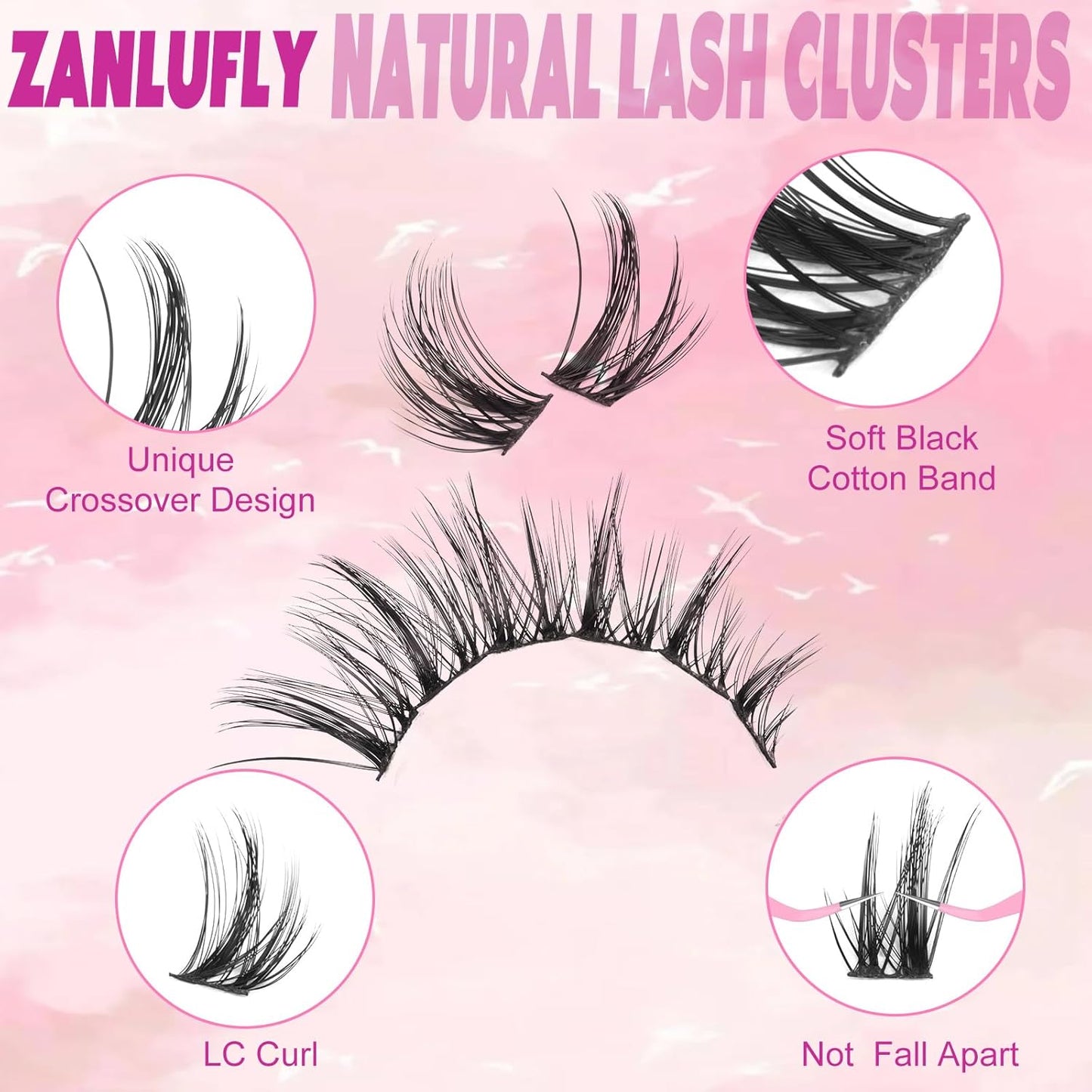 Cat Eye Lash Clusters Kit - Wispy Individual Eyelash Extensions with Bond, Seal & Applicator | 120 Pcs, 9-15MM